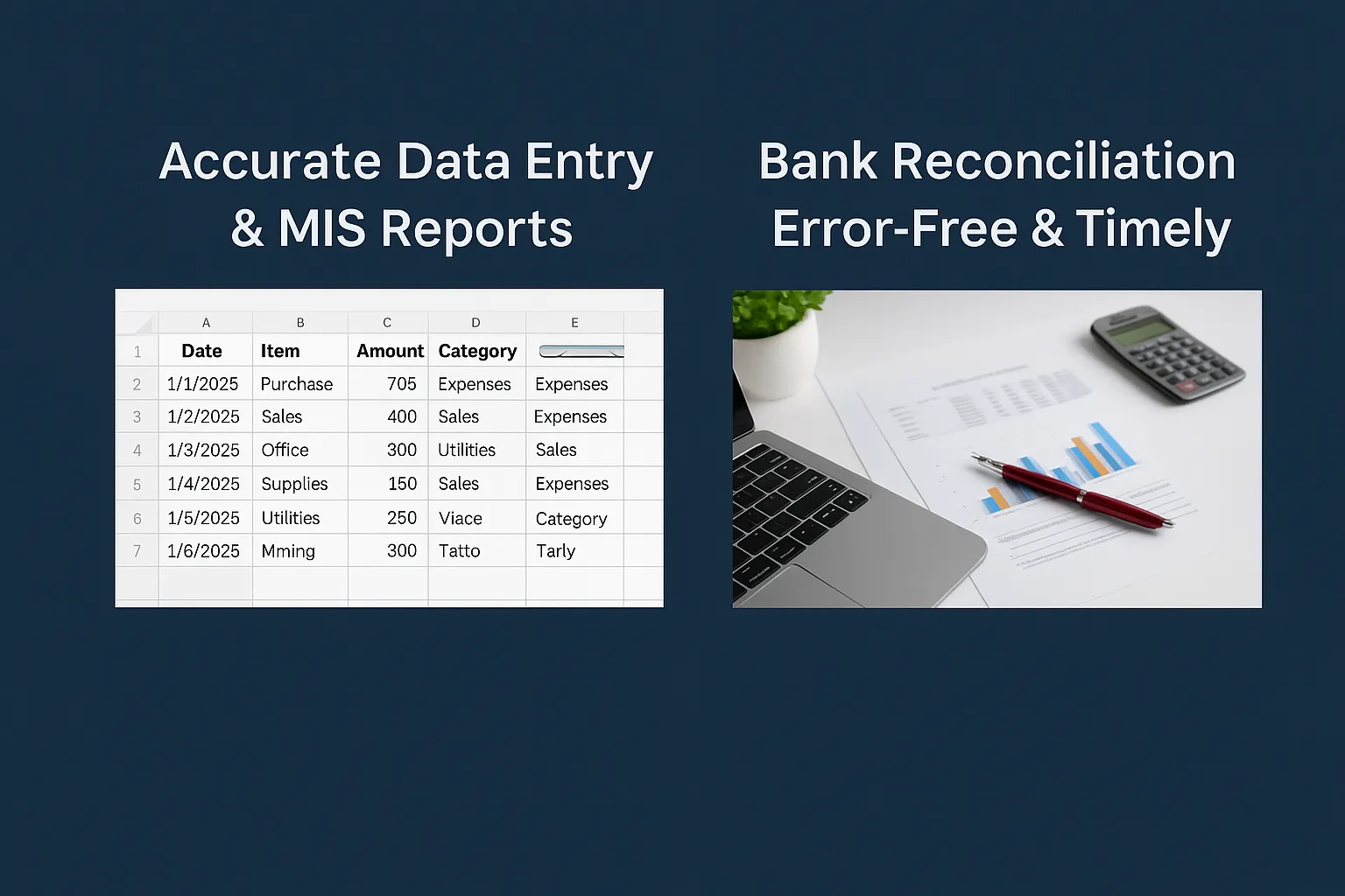 Bookkeeping ,data entry ,mis report , tally, erp naway erp 