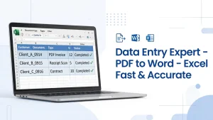 I will do data entry, typing work, pdf to word and excel work fast