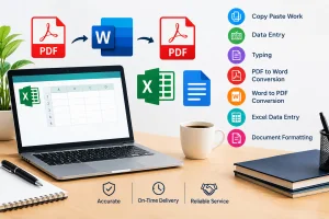 I will do copy paste, data entry, typing, and PDF conversion