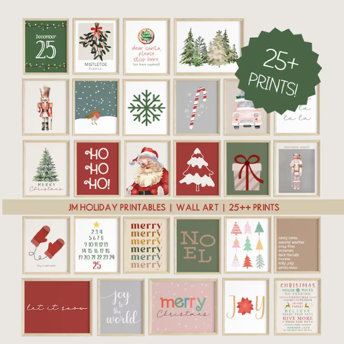 Set of 25 Christmas Gallery Holiday Prints | Holiday Decor Wall Art | Christmas Digital | Xmas Wall 