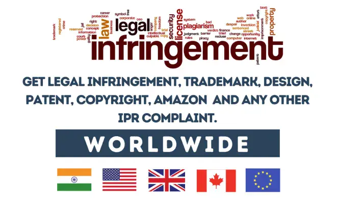 I will give trademark, design, patent, copyright legal infringement advice for amazon