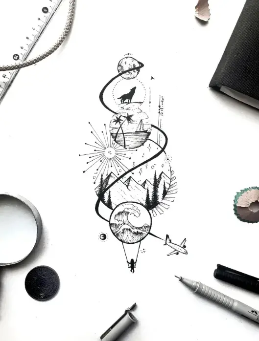 I will hand draw a geometric tattoo design in my style