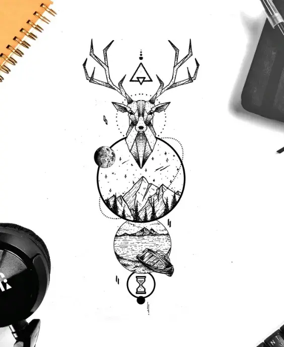 I will hand draw a geometric tattoo design in my style