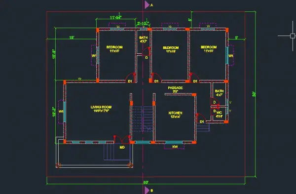 Auto Cad 3BHK Project