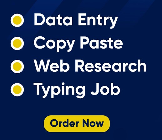 I will be your virtual assistant for data entry, web research, typing and copy paste