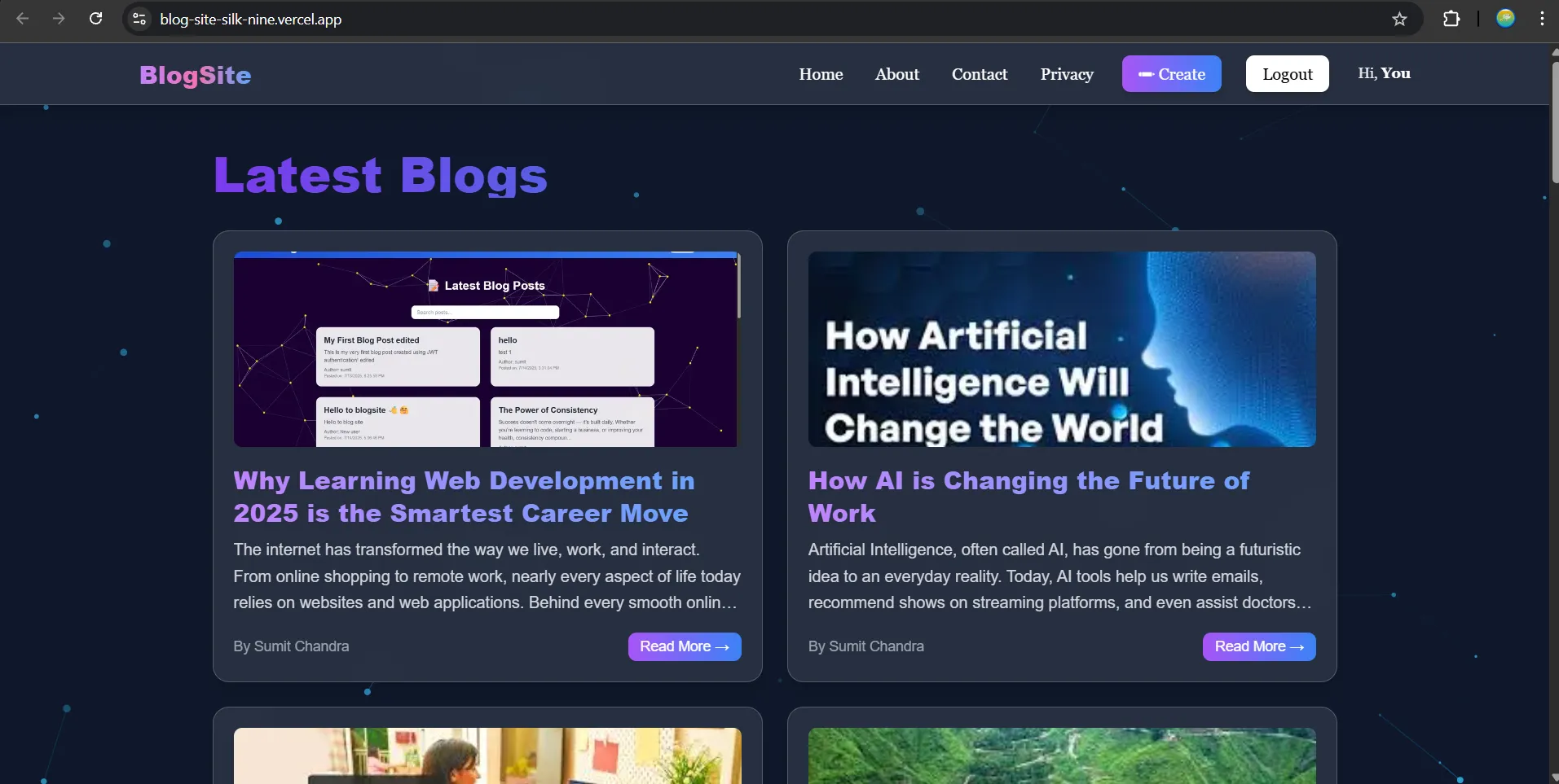 I will create a modern personal or blog website using React or Next.js